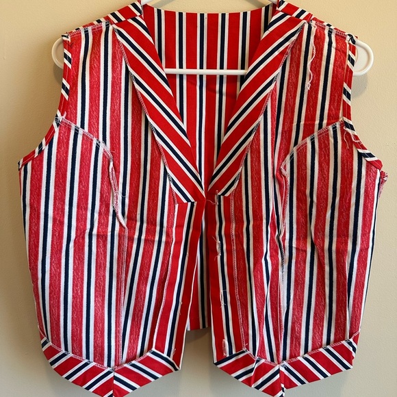 Vtg 60’s/70’s Permanent Press Women’s Red White Blue Striped Vest 15/16 Japan - Picture 4 of 6